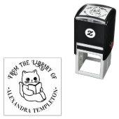 猫が本を読む 「〇〇の蔵書から」 名前 セルフインキングスタンプ (インサイチュ)