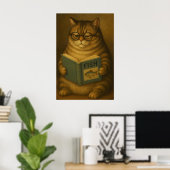 猫が本を読む、ヴィンテージポスター、アートポスター ポスター (ホームオフィス)