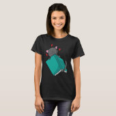 猫が本を読む Tシャツ (正面フル)
