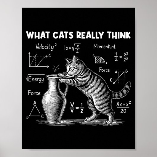 猫が本当に思っていること 猫の物理学 科学 おもしろTシャツ ポスター (正面)