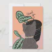 猫が植物を見守るサンクスカード (正面)