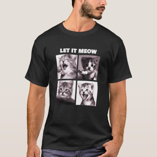 猫が歌っおもしろいて鳴く Tシャツ (正面)