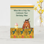 猫が母救済に望む祝誕生日 カード (黄色い花)