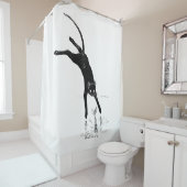 猫が池に飛び込むアレクサンドル・ステインレン シャワーカーテン (インサイチュ)