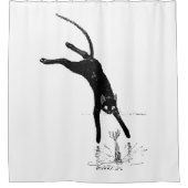 猫が池に飛び込むアレクサンドル・ステインレン シャワーカーテン (正面)