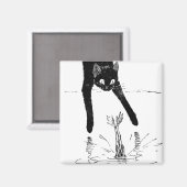 猫が池に飛び込むアレクサンドル・ステインレン マグネット (正面/裏面)