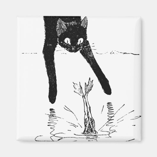 猫が池に飛び込むアレクサンドル・ステインレン マグネット (正面)
