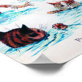 猫が泳いでいるビーチ、ルイワーイン ポスター (角)