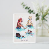 猫が泳いでいるビーチ、ルイワーイン ポストカード (スタンド正面)