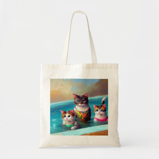 猫が泳ぐ トートバッグ (正面)
