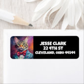 猫が洋服アートを着る差出人住所ラベル ラベル (インサイチュ)