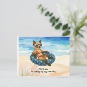 猫が浜辺にいます、ありがとう ポストカード (スタンド正面)
