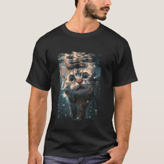 猫が海にダイビング Tシャツ