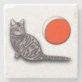 猫が満月に出会う ストーンコースター