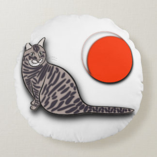 猫が満月に出会う ラウンドクッション