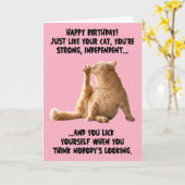 猫が漏おもしろいれた足誕生日グリーティングカード  カード (黄色い花)