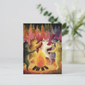 猫が焚きのまわりに火を踊る ポストカード (スタンド正面)