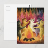 猫が焚きのまわりに火を踊る ポストカード (正面/裏面)