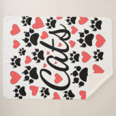 猫が爪と赤いハート シェルパブランケット (正面(横))