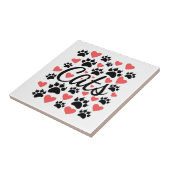 猫が爪と赤いハート タイル (側面)