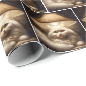 猫が猫陰に隠れ絵を描る ラッピングペーパー (ロールコーナー)