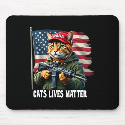 猫が生きおもしろい残る問題トランプ2024猫投票Tru マウスパッド (正面)