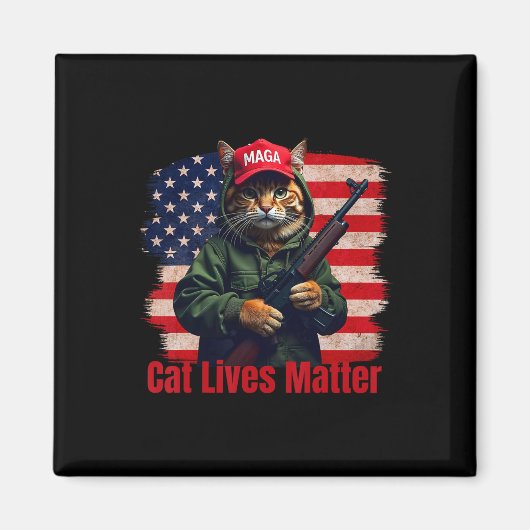 猫が生きおもしろい残る問題トランプ2024猫投票Tru マグネット (正面)