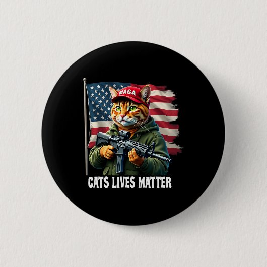 猫が生きおもしろい残る問題トランプ2024猫投票Tru 缶バッジ (正面)