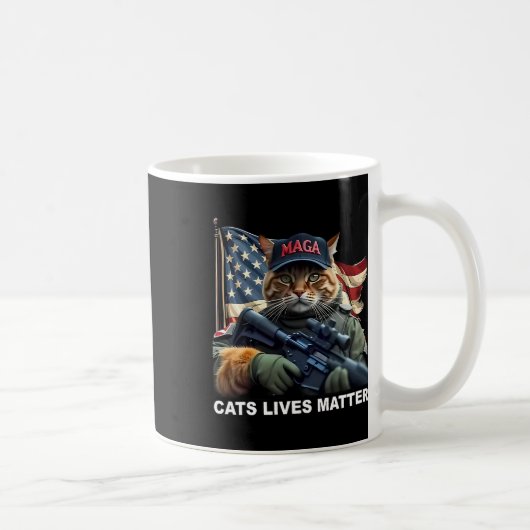 猫が生きるおもしろい問題トランプ2024 コーヒーマグカップ (右)