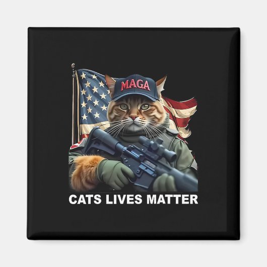 猫が生きるおもしろい問題トランプ2024 マグネット (正面)