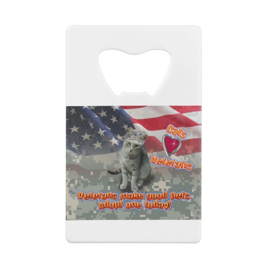 猫が生涯の友退役軍人を採用 クレジットカード栓抜き (裏面)