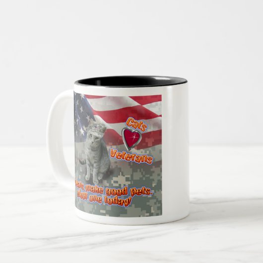 猫が生涯の友退役軍人を採用 ツートーンマグカップ (正面左)