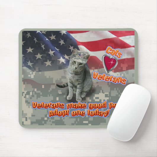 猫が生涯の友退役軍人を採用 マウスパッド (マウス)