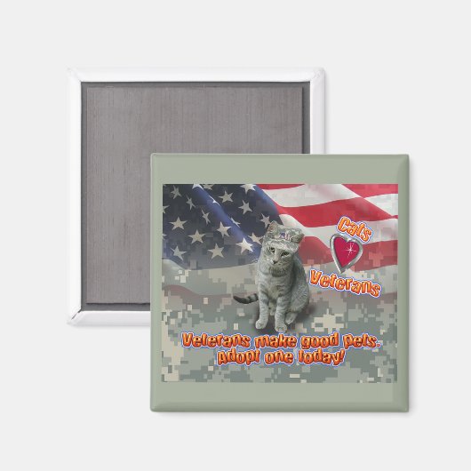 猫が生涯の友退役軍人を採用 マグネット (正面/裏面)