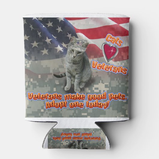 猫が生涯の友退役軍人を採用 缶クーラー (裏面)