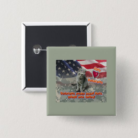 猫が生涯の友退役軍人を採用 缶バッジ (正面&裏面)