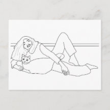 猫が産む女の子、絵葉書を染める