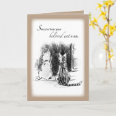 猫が病気で犬が外を見ているのを聞いてごめんなさい カード (黄色い花)