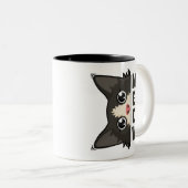 猫が監視中 Meow Pun ツートーンマグカップ (正面右)