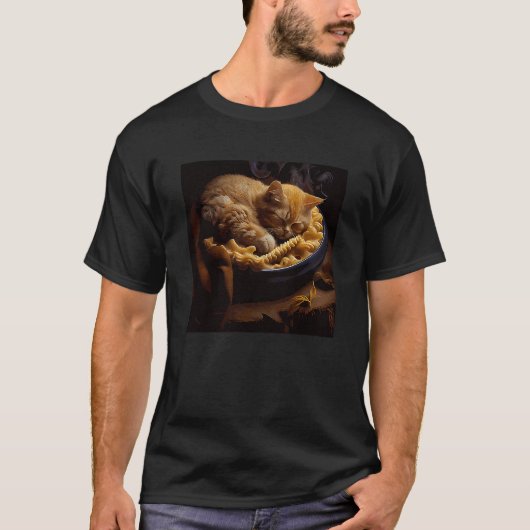 猫が眠るマック・アンド・チーズ 1 Tシャツ (正面)