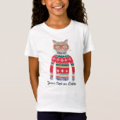 猫が眼鏡おもしろいをかけ、醜いクリスマスセーター Tシャツ (正面)