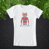 猫が眼鏡おもしろいをかけ、醜いクリスマスセーター Tシャツ