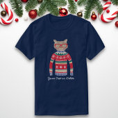 猫が眼鏡おもしろいをかけ、醜いクリスマスセーター Tシャツ