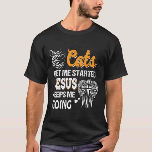 猫が私にイエス様保を呼び始める Tシャツ (正面)