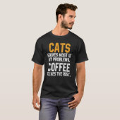 猫が私の問題を解決 ネコ+キティ 女性 向け コーヒー Tシャツ (正面フル)