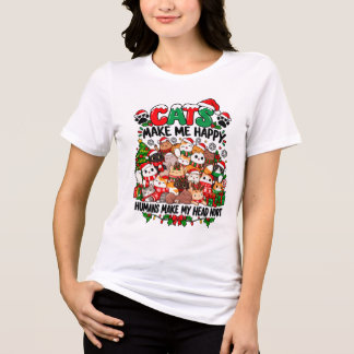 猫が私を幸せにする 人間が私の頭を痛くする Tシャツ
