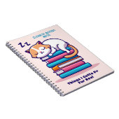 猫が積み重なった本かわいいカスタム読者名 ノートブック (右側)