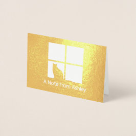 猫が窓エレガントにユニーク折り畳んだ「メモ」 箔カード