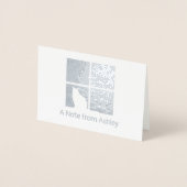 猫が窓モダンにユニーク折り畳んだ「メモ」 箔カード (正面)