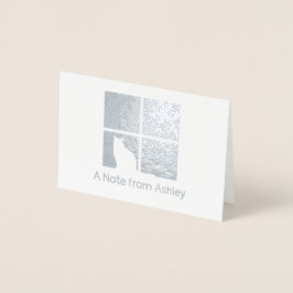 猫が窓モダンにユニーク折り畳んだ「メモ」 箔カード